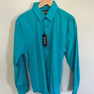 EXPRESS 1MX Modern Fit Large Turquoise Shirt NWT